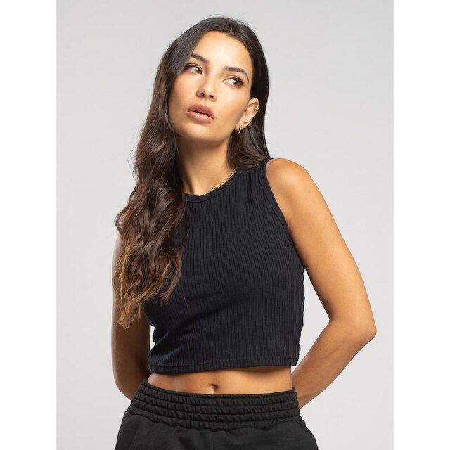 Cropped Regata Canelado Moda Casual Feminina