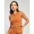 Cropped Regata Canelado Moda Casual Feminina - Caramelo