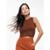 Cropped Regata Canelado Moda Casual Feminina - Marrom
