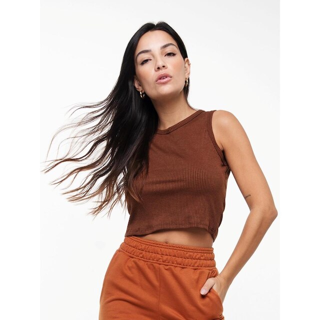 Cropped Regata Canelado Moda Casual Feminina
