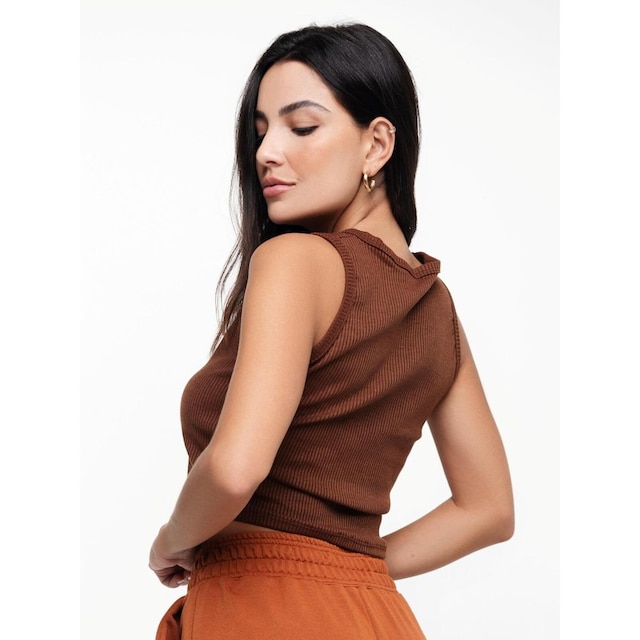 Cropped Regata Canelado Moda Casual Feminina