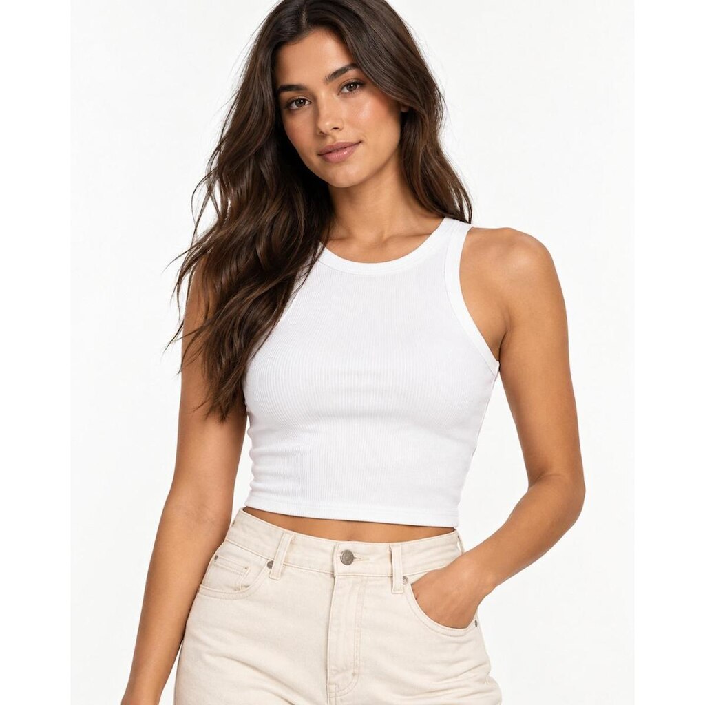Cropped Regata Feminina Blusinha Lisa Slim Básica