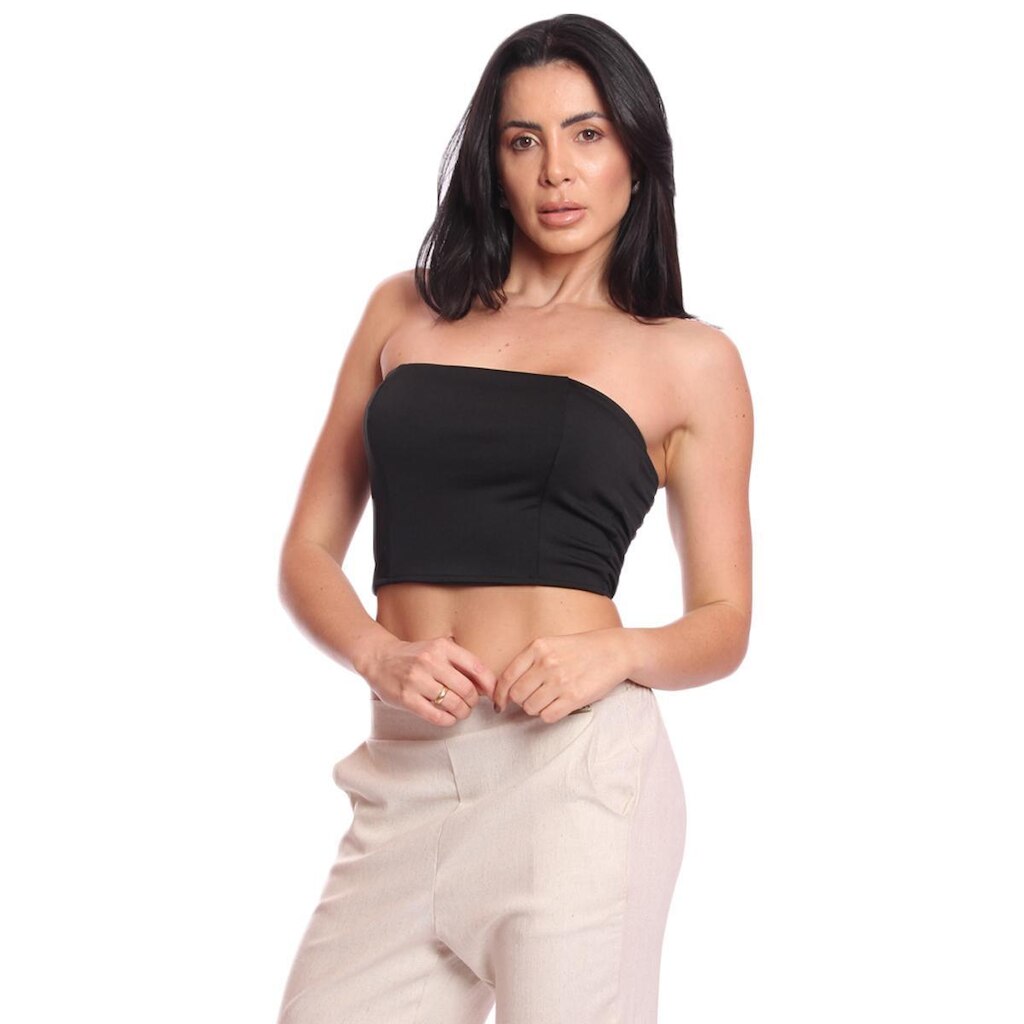 Cropped Tomara Que Caia Feminino Suplex Liso Básico Moda Verão Casual