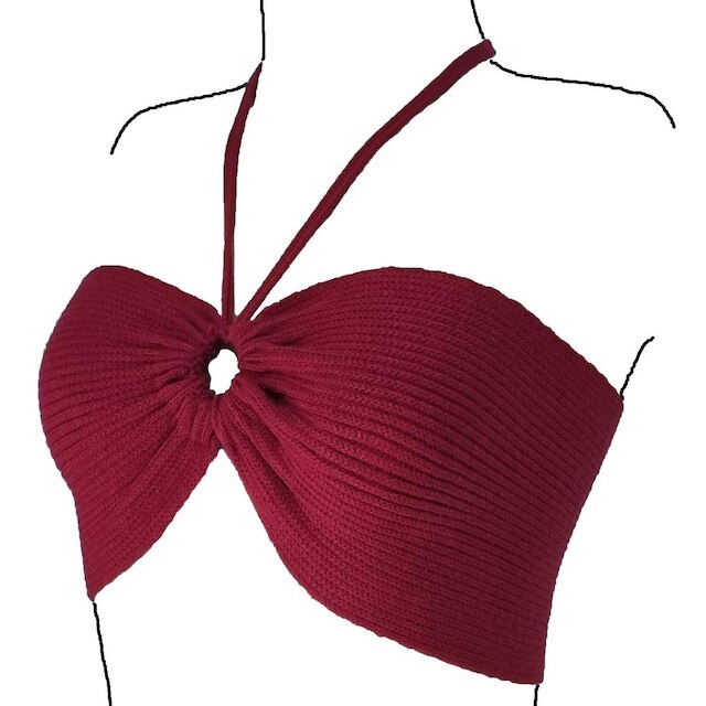 Cropped Top Faixa Blusa Feminina - Katlen Tricot