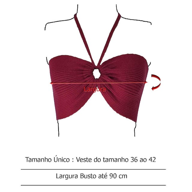 Cropped Top Faixa Blusa Feminina - Katlen Tricot