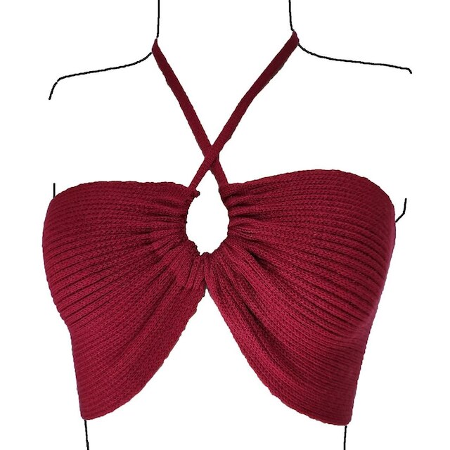 Cropped Top Faixa Blusa Feminina - Katlen Tricot