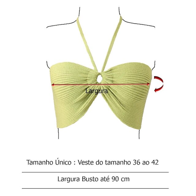 Cropped Top Faixa Blusa Feminina - Katlen Tricot