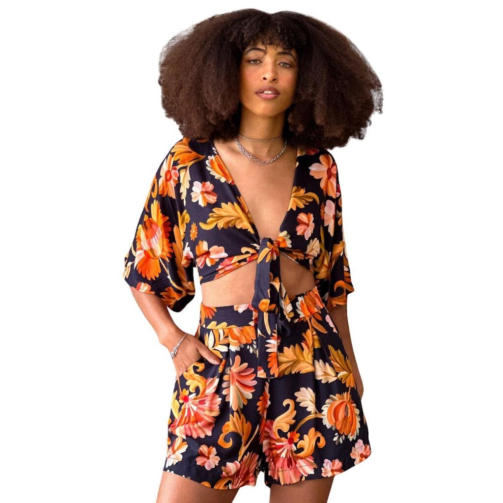 Cropped Transpasse Estampado Usenagai