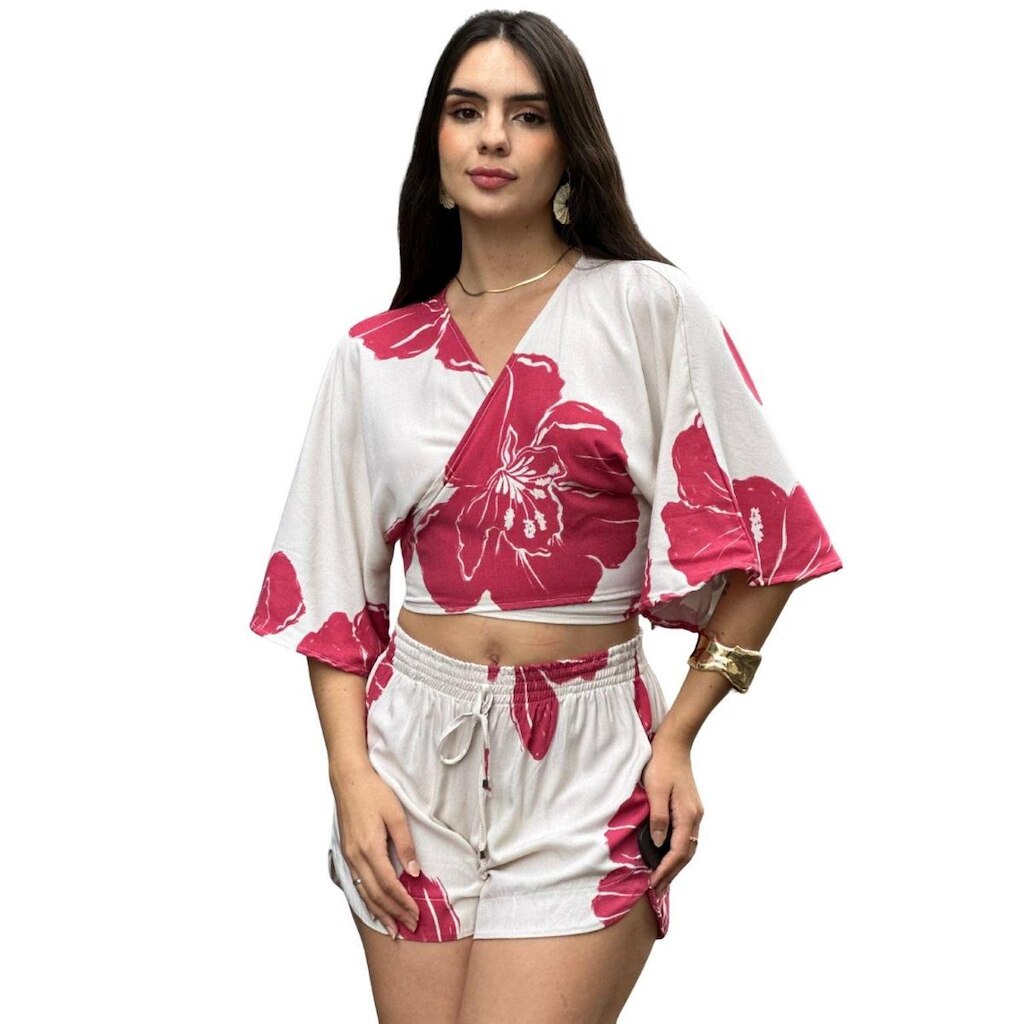 Cropped Transpasse Estampado Usenagai