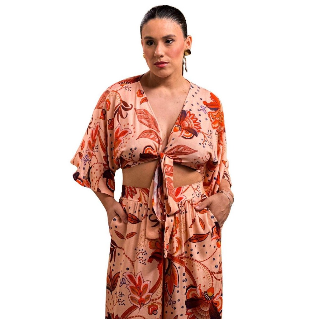 Cropped Transpasse Estampado Usenagai