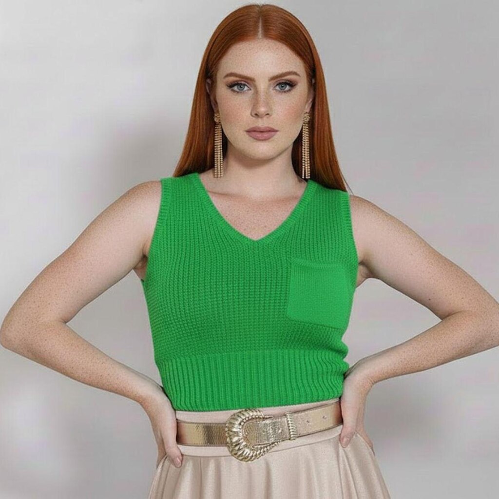 Cropped Tricot Lurex Bolso
