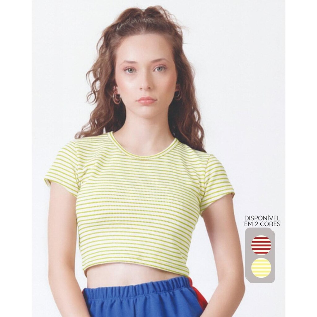 Cropped verão estiloso moderno leve confortável fashion - Vermelho e Amarelo - Feminino 12 a 18 anos