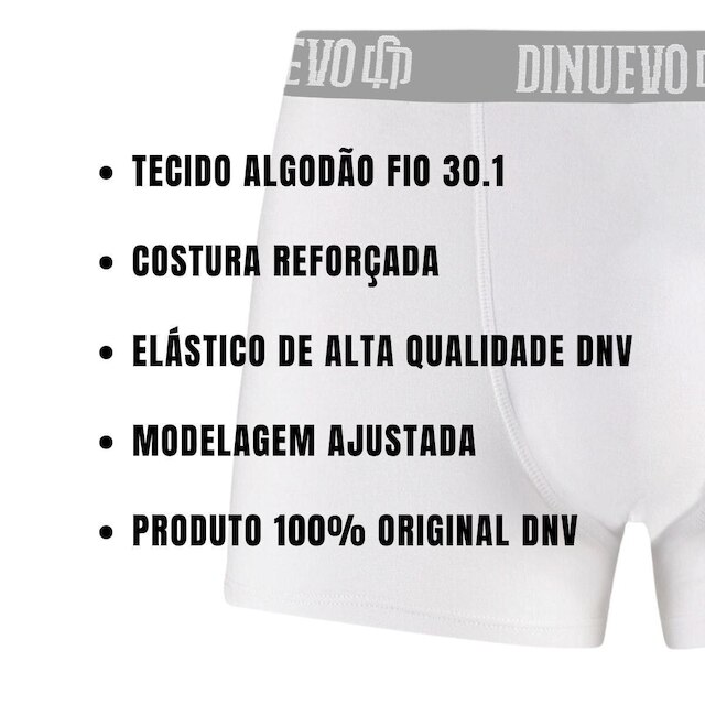 Cueca Box Boxer Branca Di Nuevo Em Algodão Confortável