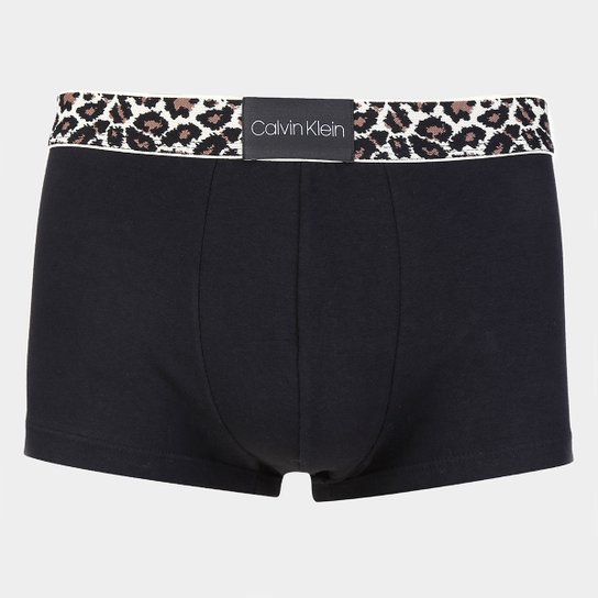 Cueca Boxer Calvin Klein Low Rise Trunk Animal Print Cotton - Preto
