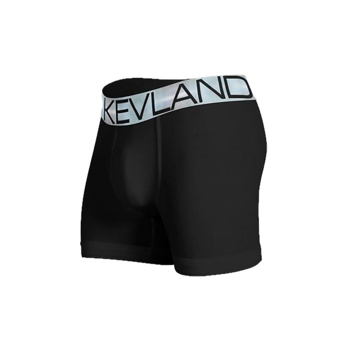 Cueca Boxer Kevland Microfibra Preta elástico Prata - Preto Menor preço em Cueca Boxer Kevland Microfibra Preta elástico Prata - Preto