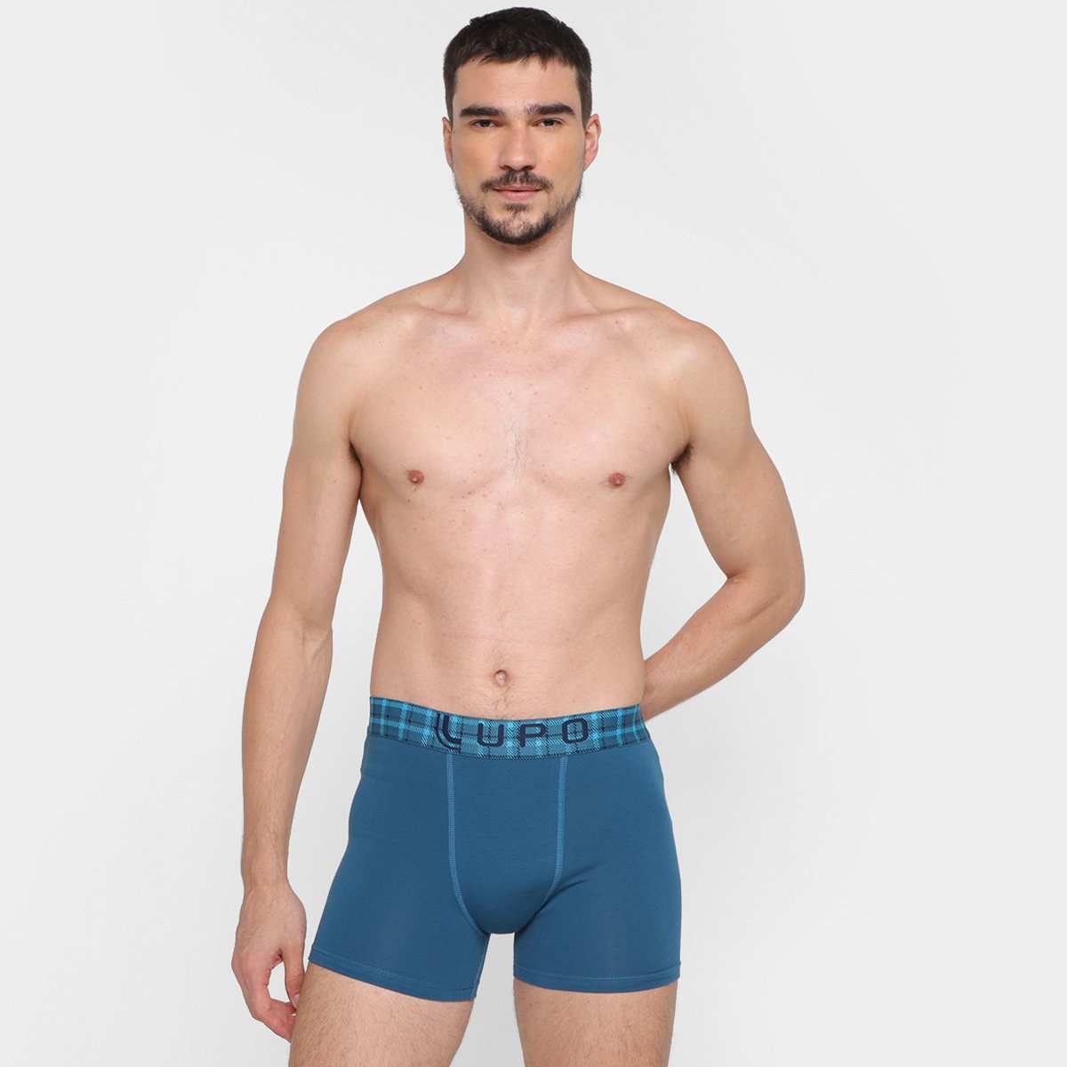Cueca Boxer Lupo Lisa - Azul Menor preço em Cueca Boxer Lupo Lisa - Azul