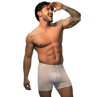 Cueca Boxer Tradicional Branco Elástico Branco Silk Gel Garda Uomo