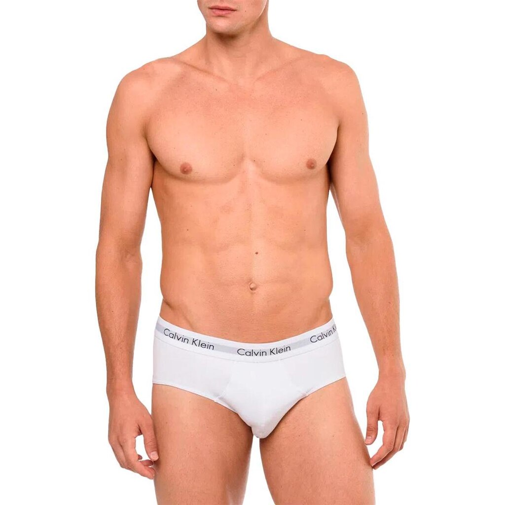 Cueca Calvin Klein Brief Cotton Stretch Classic Preta/ Branca/ Mescla Pack 3UN