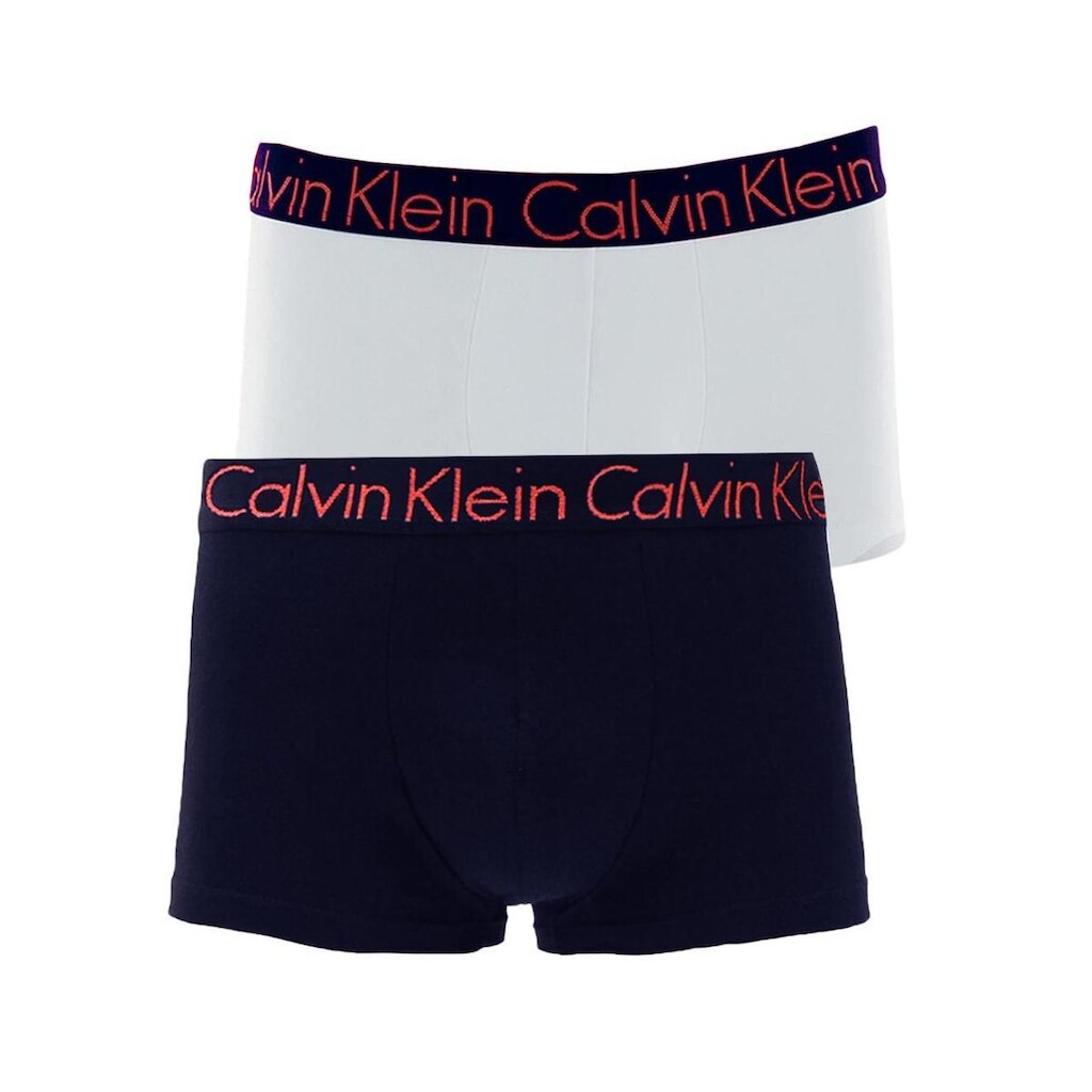 Cueca Calvin Klein Low Rise Trunk Mag Branca e Marinho Pack 2UN