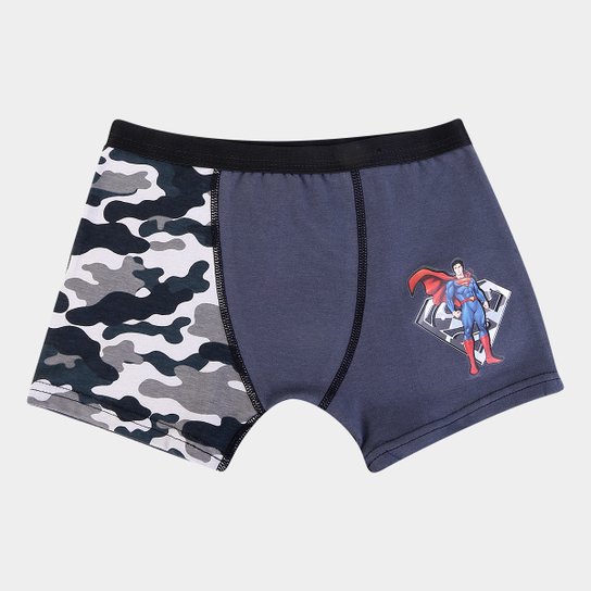 Cueca Infantil Lupo Boxer Estampa Camuflada Super-Man - Grafite