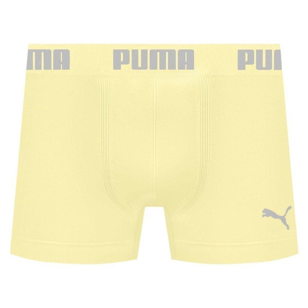 Cueca Puma Boxer Sem Costura Masculina - Amarelo e Cinza G