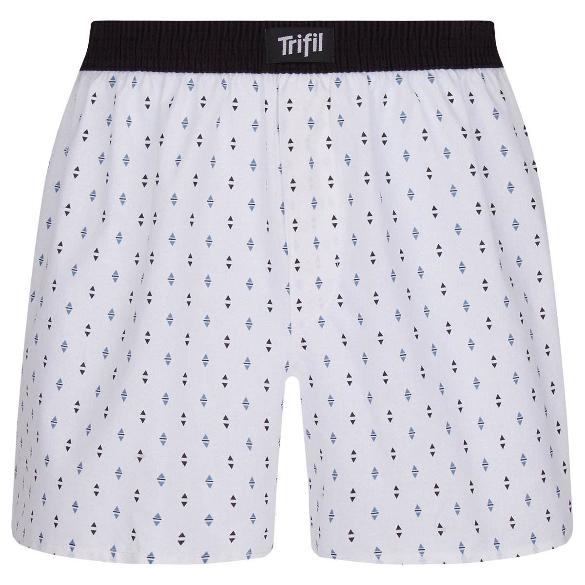 Cueca Samba-Canção Trifil Estampada - Branco+Azul Menor preço em Cueca Samba-Canção Trifil Estampada - Branco+Azul