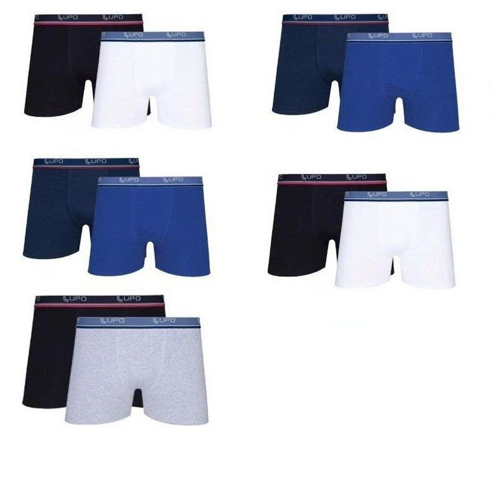 Cuecas Boxer LUPO kit com 10 Cuecas Algodão