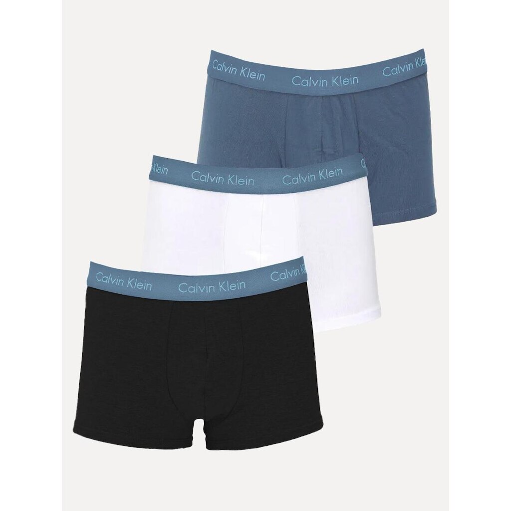 Cuecas Calvin Klein Low Rise Trunk Blue Print Branca/ Preta /Azul Marinho Pack 3UN