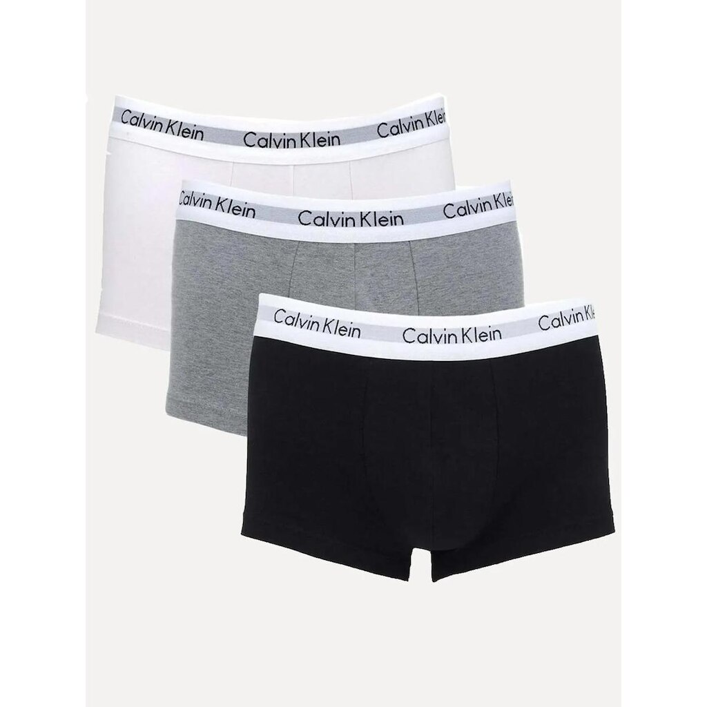 Cuecas Calvin Klein Low Rise Trunk Light Print Preta/ Branca/ Mescla Pack 3UN