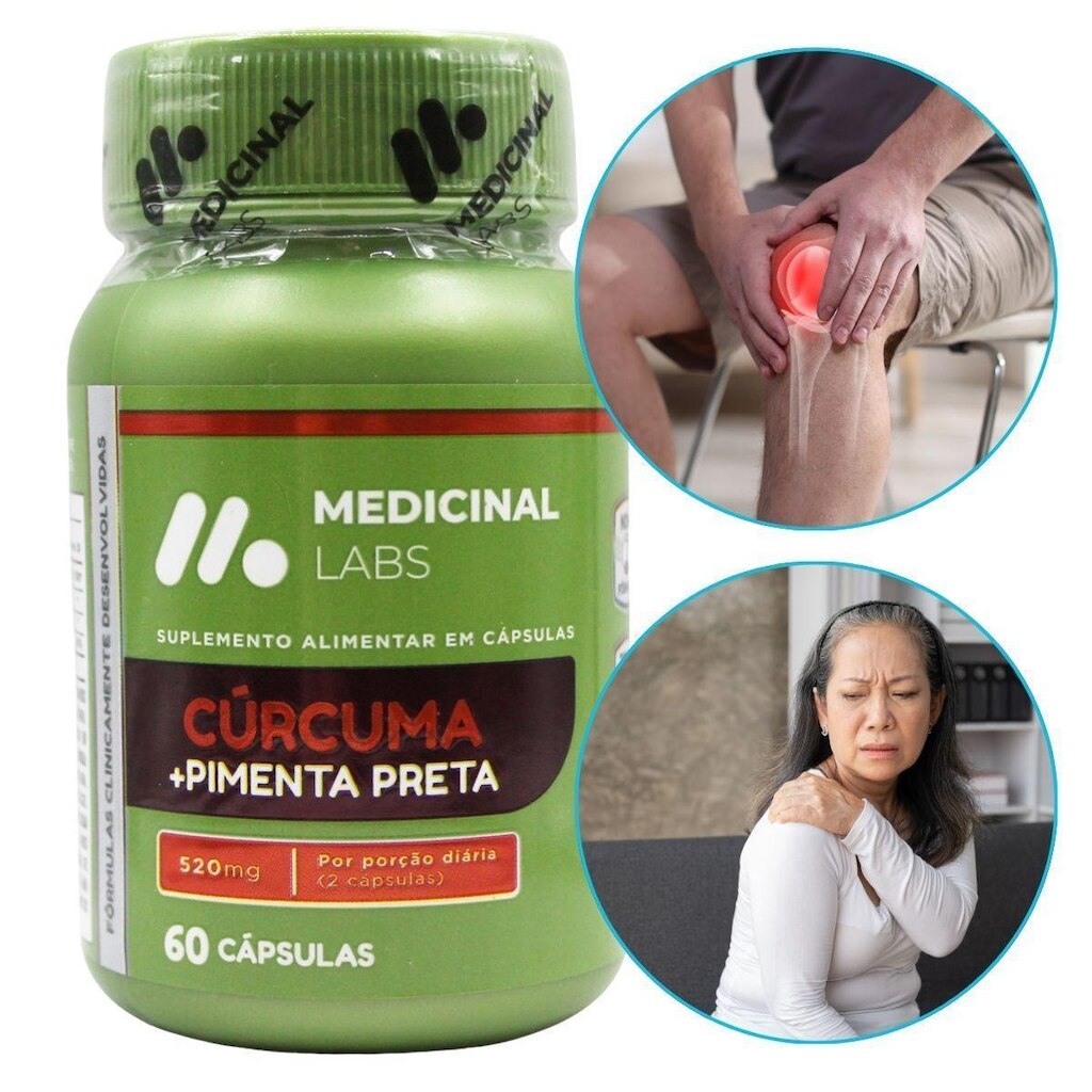 Cúrcuma Pimenta Preta Vitamina C Ultra 520 Medicinal Labs 60 Capsulas Original