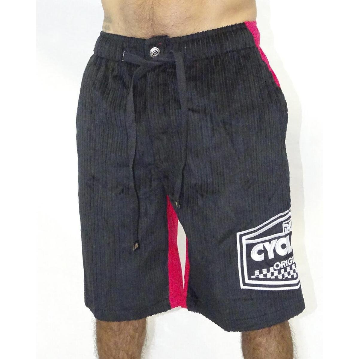 Cyclone Bermuda Veludo Galão Black White PRETO/VERMELHO G/L Zattini