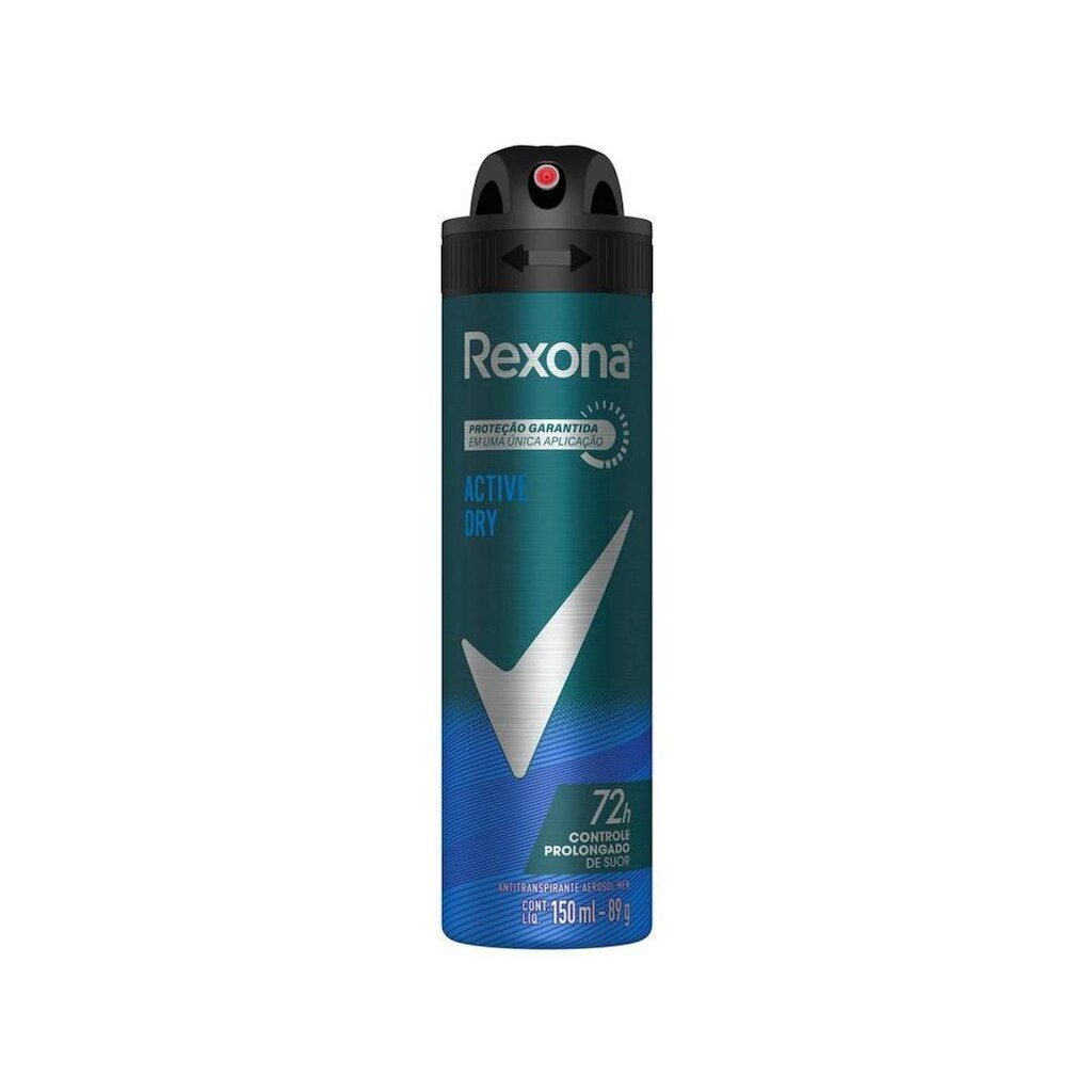 Desodorante Antitranspirante Aerossol Masculino Rexona Active Dry 72 horas 150ml