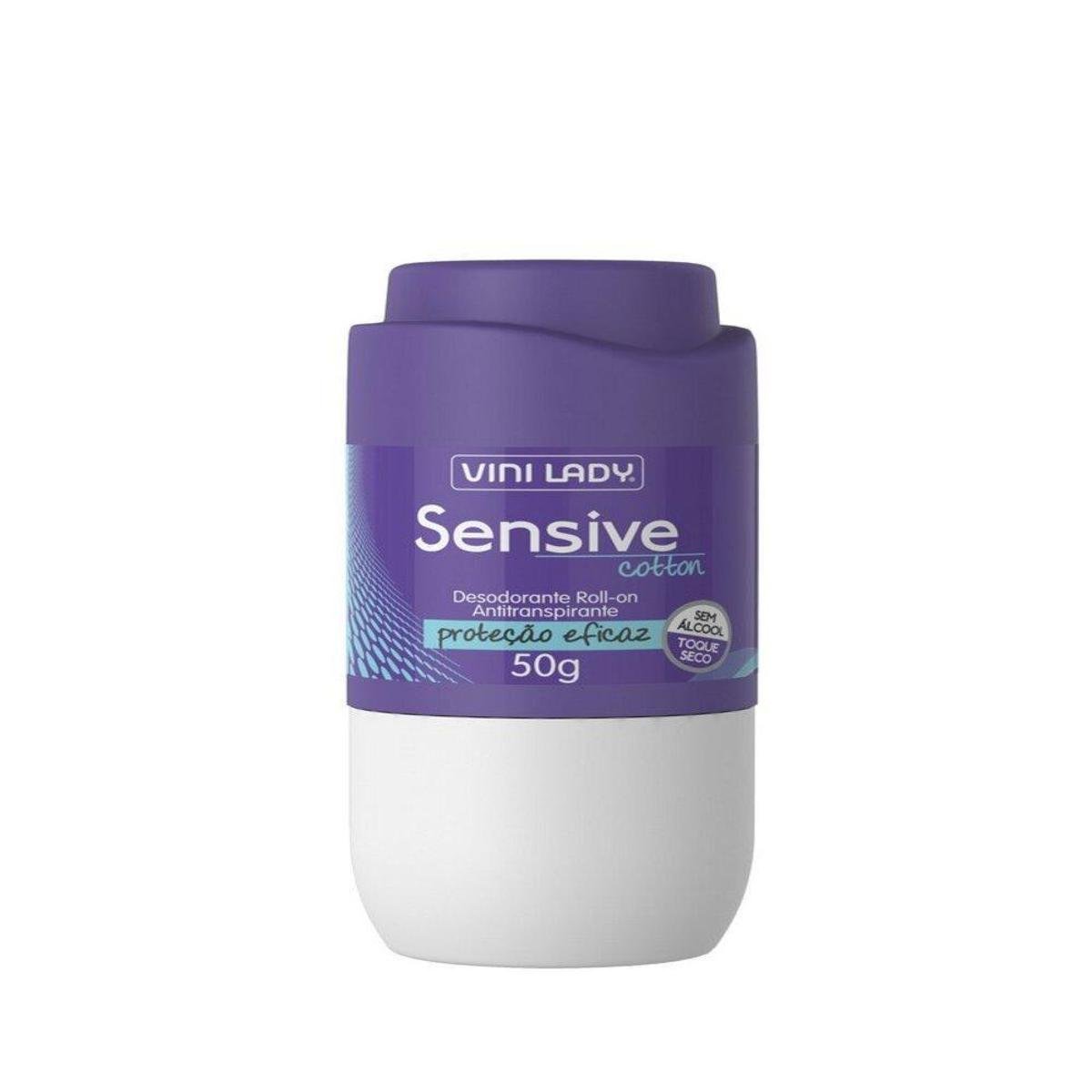 Desodorante Roll On Antitranspirante Sensive Cotton 50g Vini Lady Menor preço em Desodorante Roll On Antitranspirante Sensive Cotton 50g Vini Lady