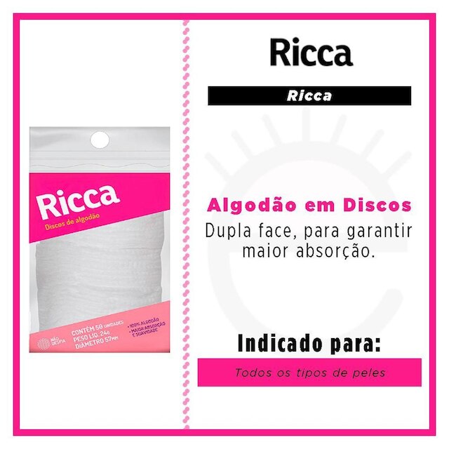 Discos de Alogodão Ricca - Algodão Disco Padrão 50Un