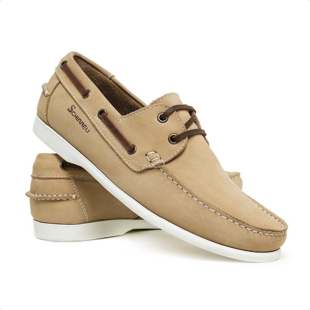 Dockside Masculino Couro Drive Casual Schiareli Viena 606 Marfim