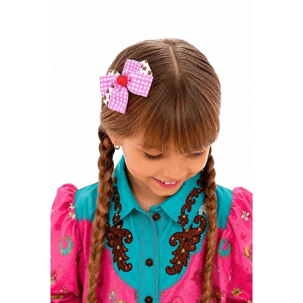 Elástico de Cabelo Infantil Xadrez Festa Junina Alphabeto Rosa
