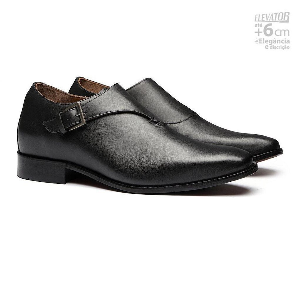 Elevator Social Masculino Tiguan Monkstrap Preto Samello