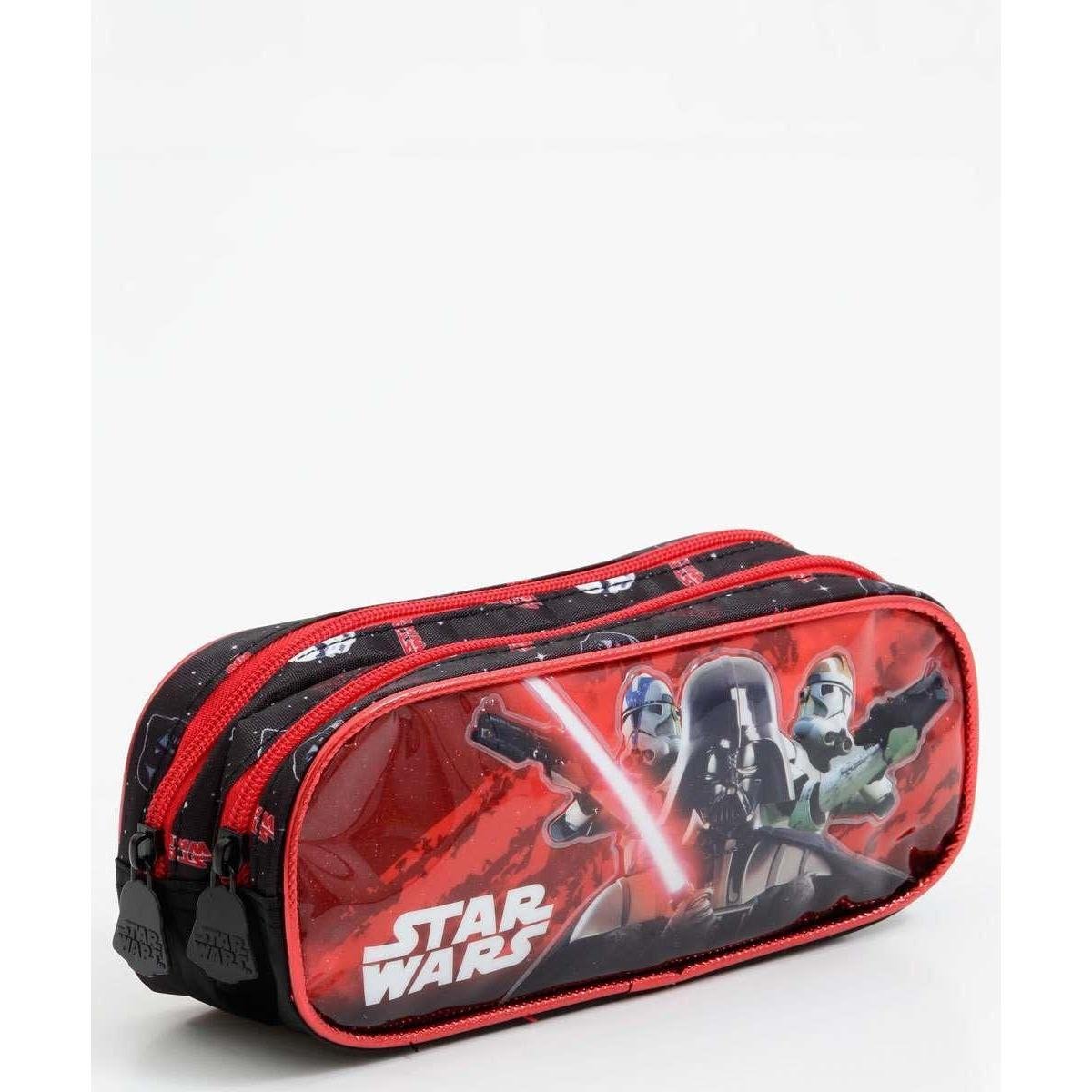 Estojo Escolar Infantil Duplo Estampa Star Wars Disney - Preto+Vermelho Menor preço em Estojo Escolar Infantil Duplo Estampa Star Wars Disney - Preto+Vermelho