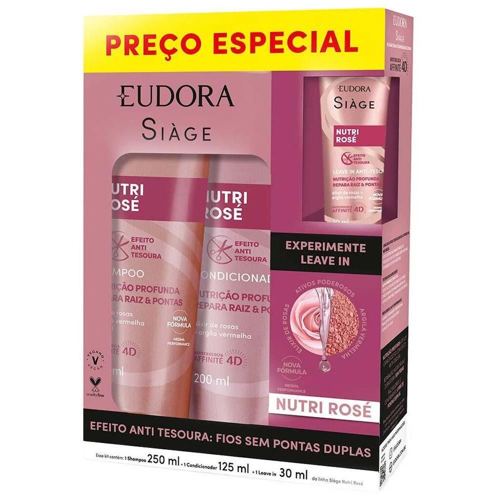 Eudora Siage Nutri Rose Kit Shampoo + Condicionador + Leave-in Kit