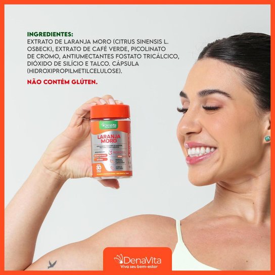 Extrato de Laranja Moro Cromo Café Verde 3x1 Vegano Denavita