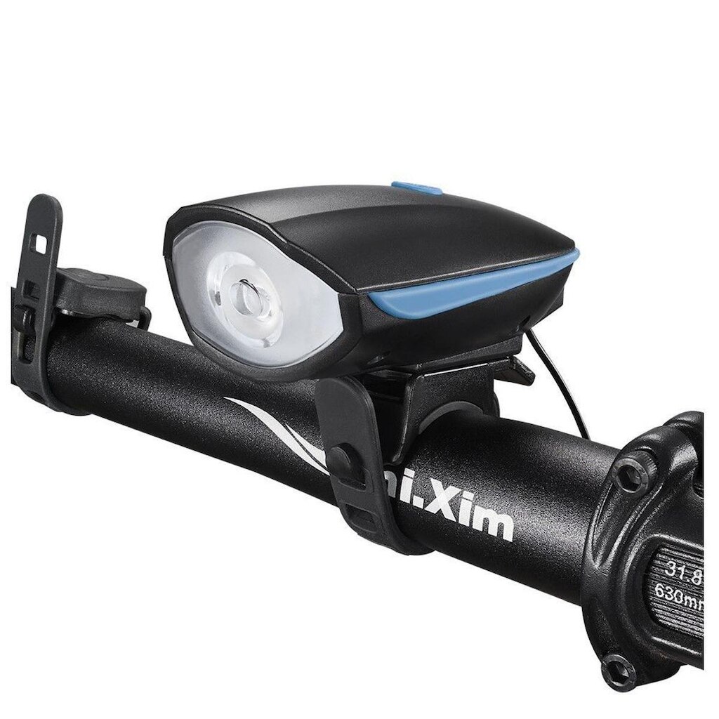 Farol LED com Buzina para Bicicleta Recarregável USB