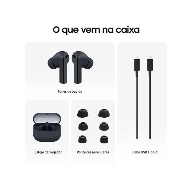 Fone de Ouvido Samsung Buds3 FE com Microfone Cancelamento Ativo de Ruído Esportivo