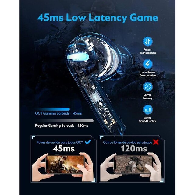 Fone Ouvido Kaidi KD-G1 Bluetooth 5.3 Gamer 6HS Música