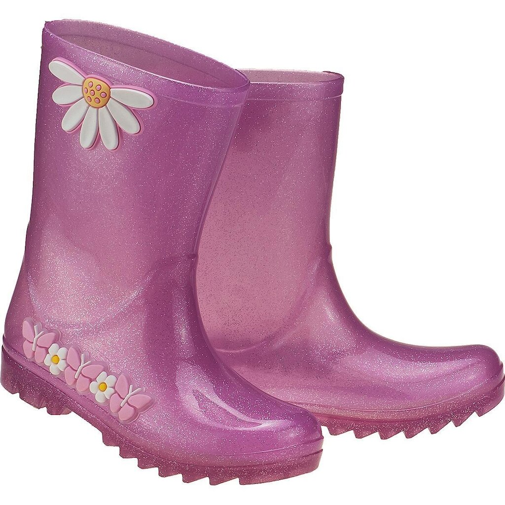 Galocha Infantil Feminina Flor Rosa Glitter