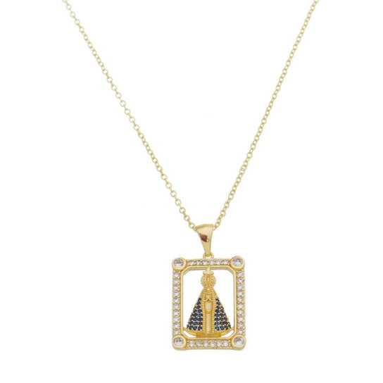 Gargantilha Nossa Senhora Aparecida Tudo Joias Folheado a Ouro 18k Feminina - Dourado