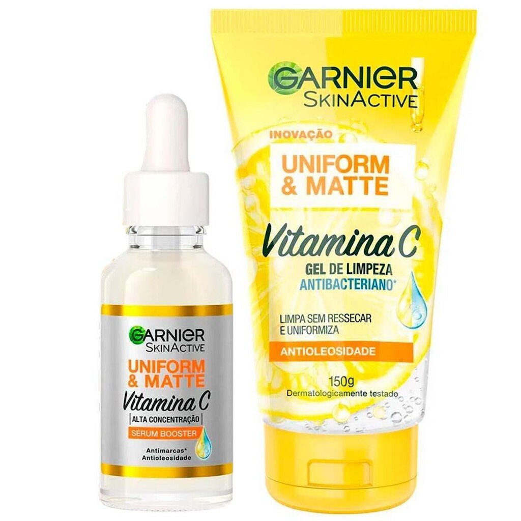 Garnier Vitamina C Kit – Sérum Facial Efeito Matte + Gel de Limpeza Facial Kit