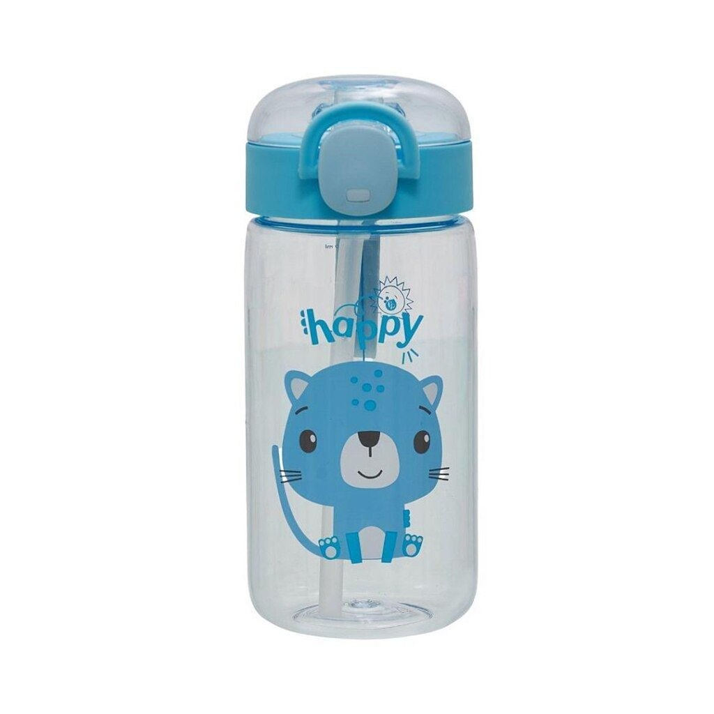 Garrafa Com Canudo Pacific 460ML Play Time Urso Azul