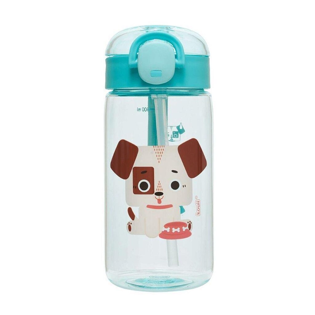 Garrafa Com Canudo Pacific Kouii 460ML Cachorro Théo Azul