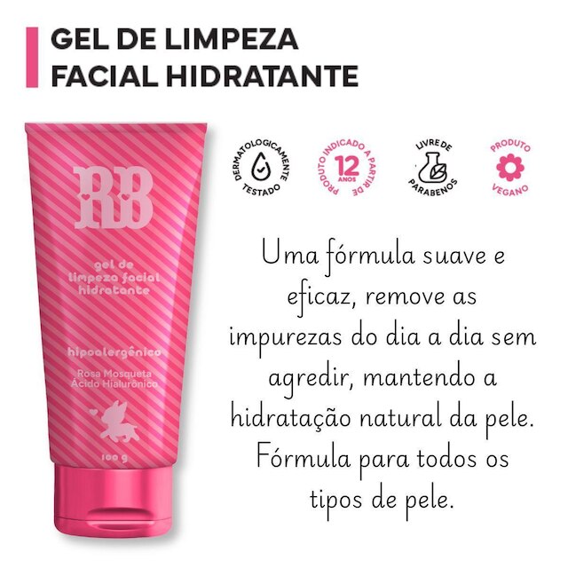 Gel de Limpeza Facial Hidratante Rebeca Bonbon Rosa Mosqueta