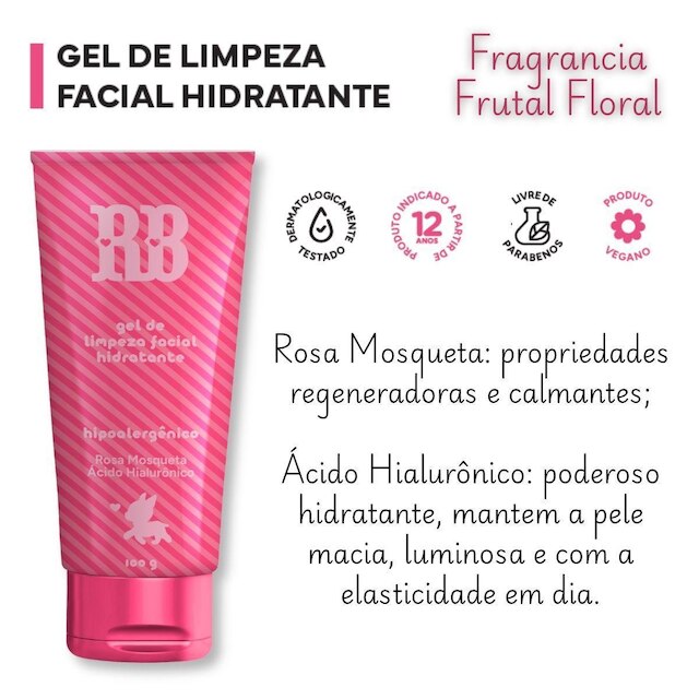 Gel de Limpeza Facial Hidratante Rebeca Bonbon Rosa Mosqueta